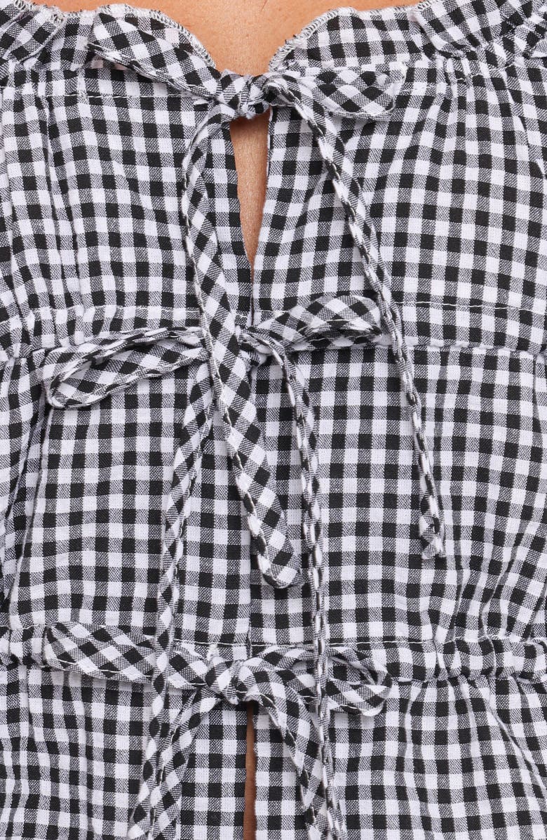 Petal & Pup Harper Gingham Tie Front Tank, Alternate, color, Black Gingham