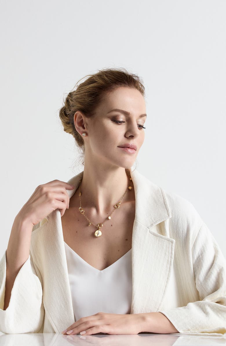 Marco Bicego Jaipur 18K Yellow Gold Small Diamond Accent Pendant, Alternate, color, Yellow-White