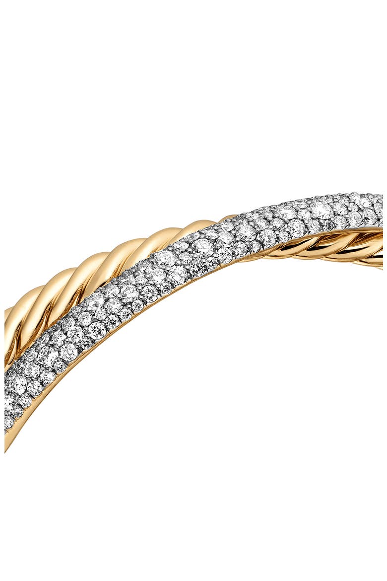 Pavé Diamond Two-Row Crossover Cuff Bracelet, Alternate, color, 18K YELLOW GOLD/ DIAMOND