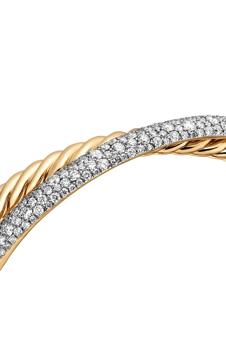 David Yurman Pavé Diamond Two-Row Crossover Cuff Bracelet, Alternate, color, 18K Yellow Gold/ Diamond