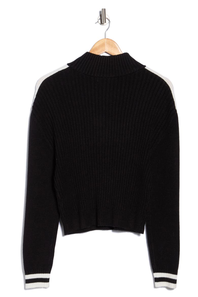 Stripe Detail Quarter Zip Pullover, Alternate, color, BLACK COMBO