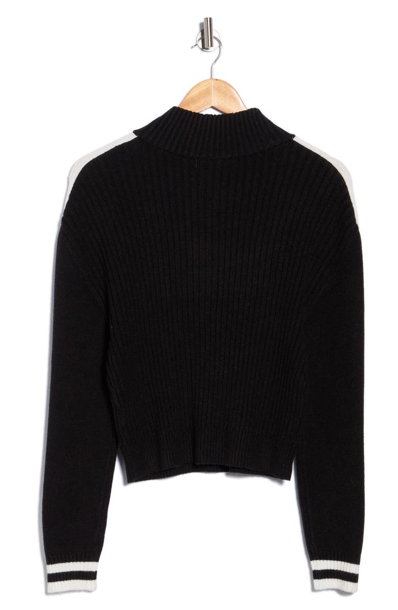 Madden Girl Stripe Detail Quarter Zip Pullover, Alternate, color,