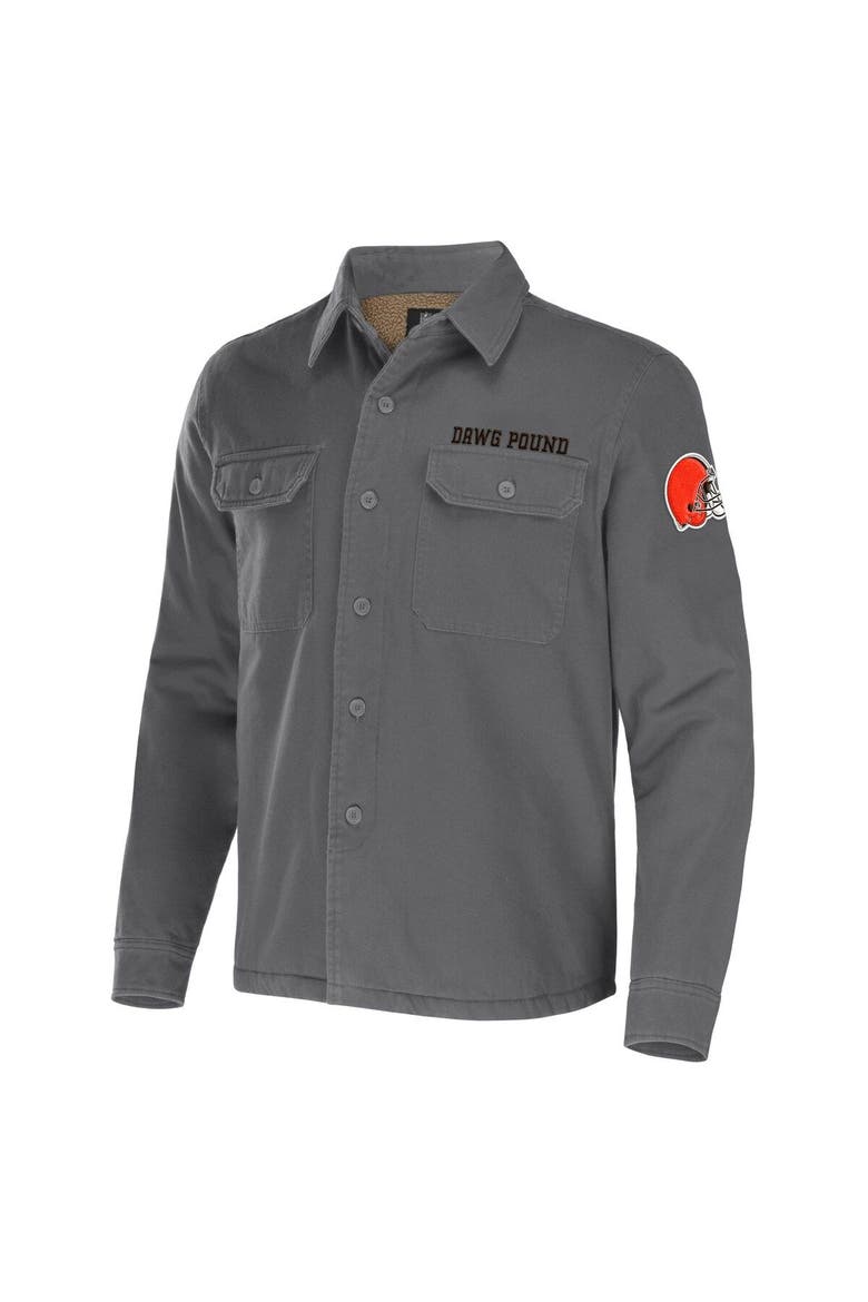 Men's NFL x Darius Rucker Collection by Fanatics Gray Cleveland Browns Canvas Button-Up Shirt Jacket, Alternate, color, Gray