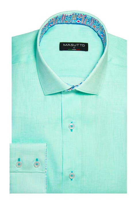 Cosimo Linen Button-Up Long Sleeve Shirt