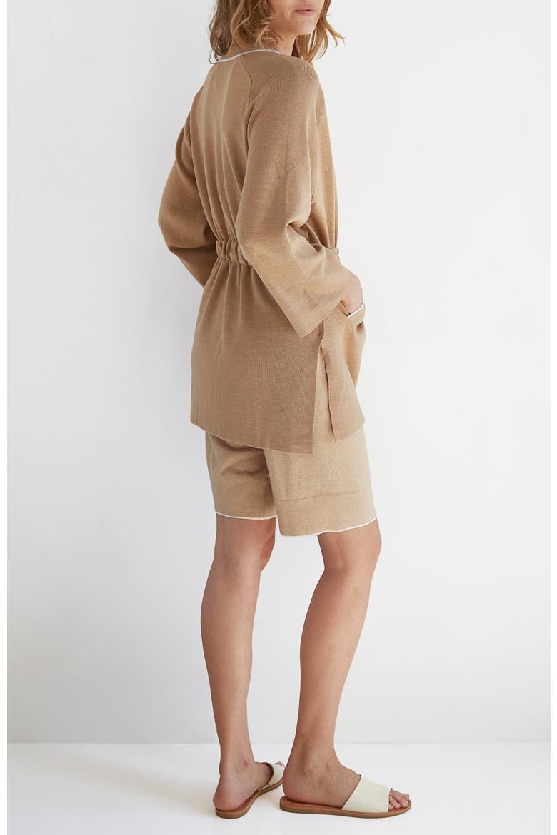 Tie waist Sleep Shorts, Alternate, color, Camel