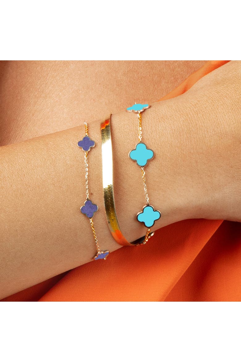 Mini Amethyst Clover Bracelet, Alternate, color, Amethyst