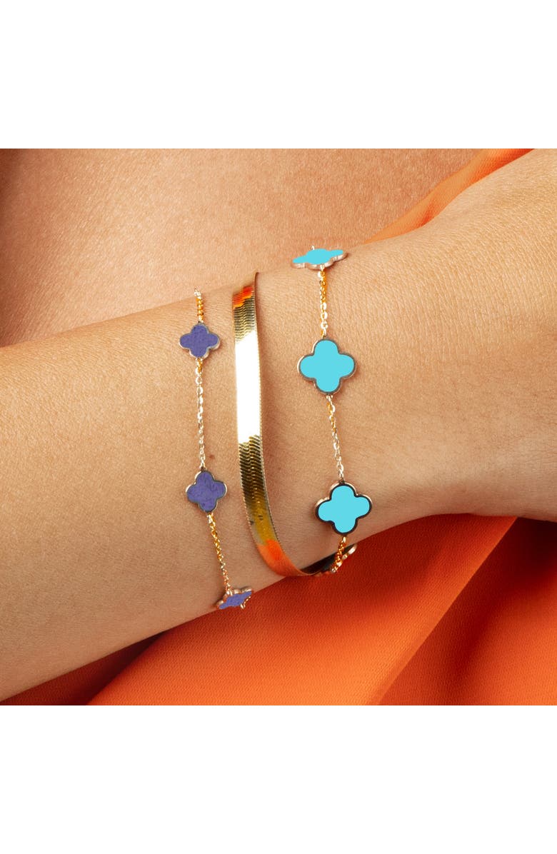 The Lovery Fine Jewelry Mini Amethyst Clover Bracelet, Alternate, color, Amethyst