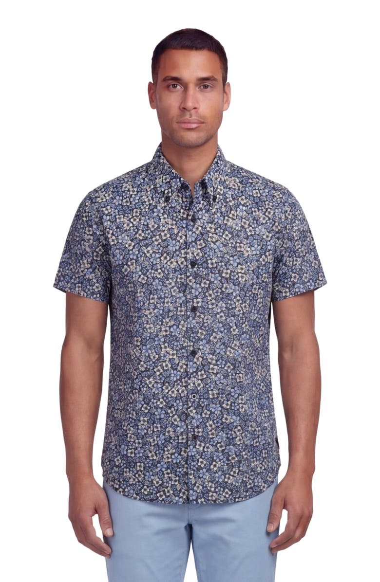 Lords of Harlech Floral Field Mens Printed Button Up Shirt, Main, color, Floral Field Black