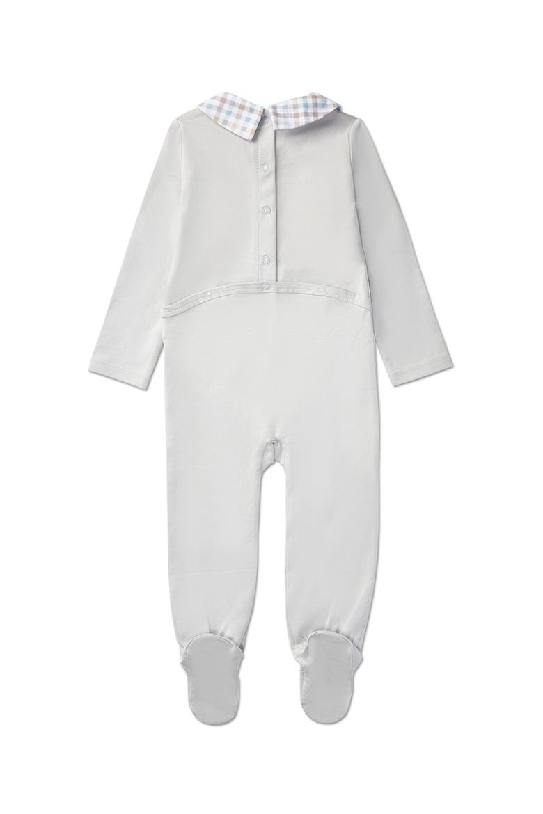 Baby Plaid-Collar Cotton Rich Footie, Alternate, color, Pearl Blue