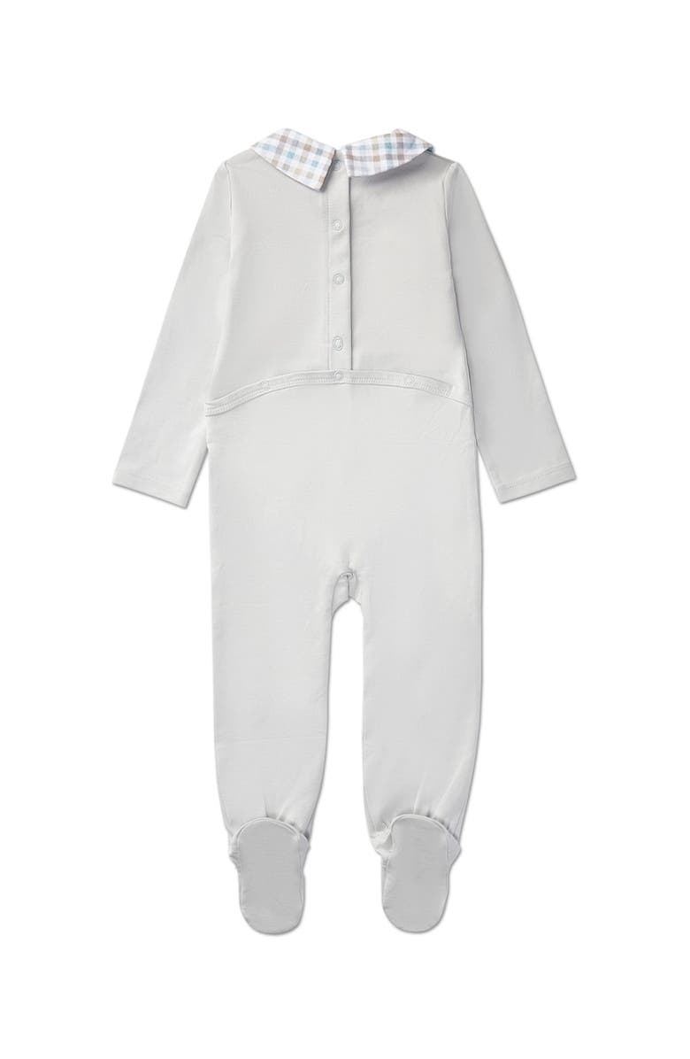 MiniMoi Baby Plaid-Collar Cotton Rich Footie, Alternate, color, Pearl Blue