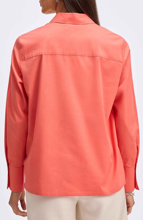Foxcroft Bella Solid Popover Top In Tangerine