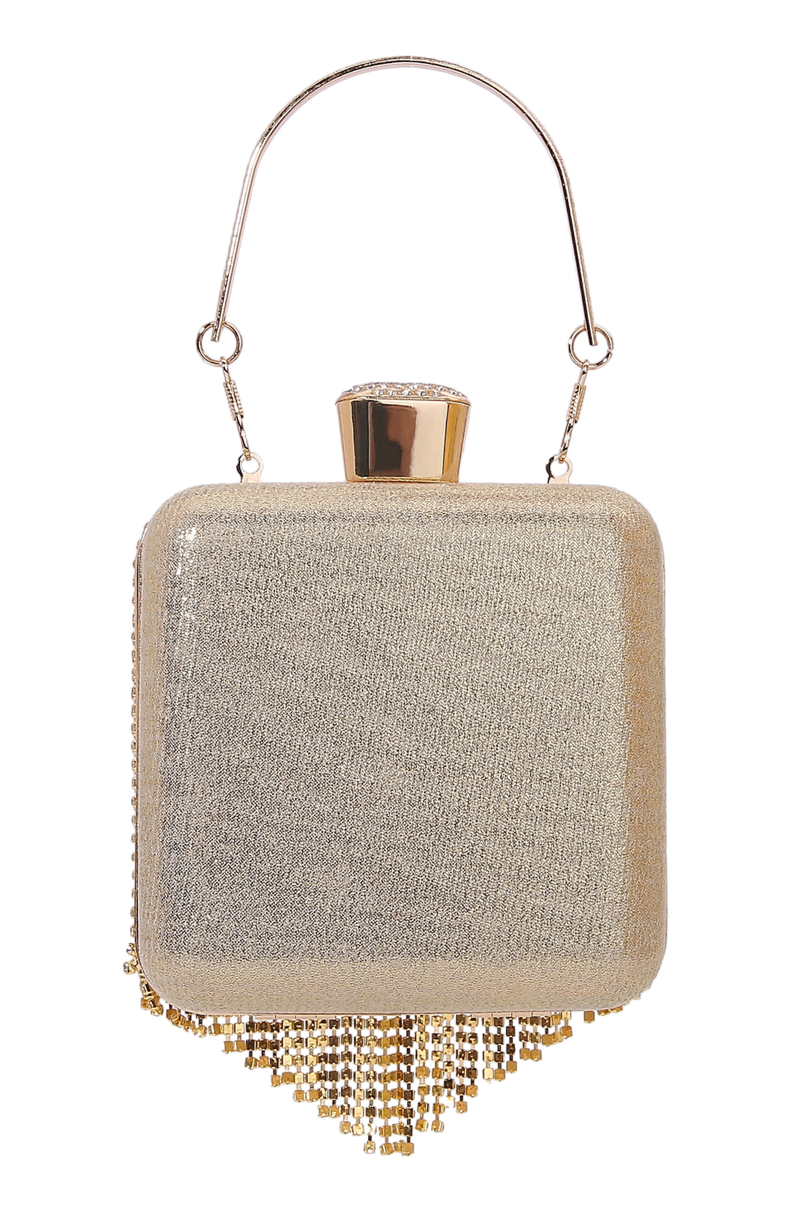 Fringe Rhinestone Bag, Alternate, color, GOLD