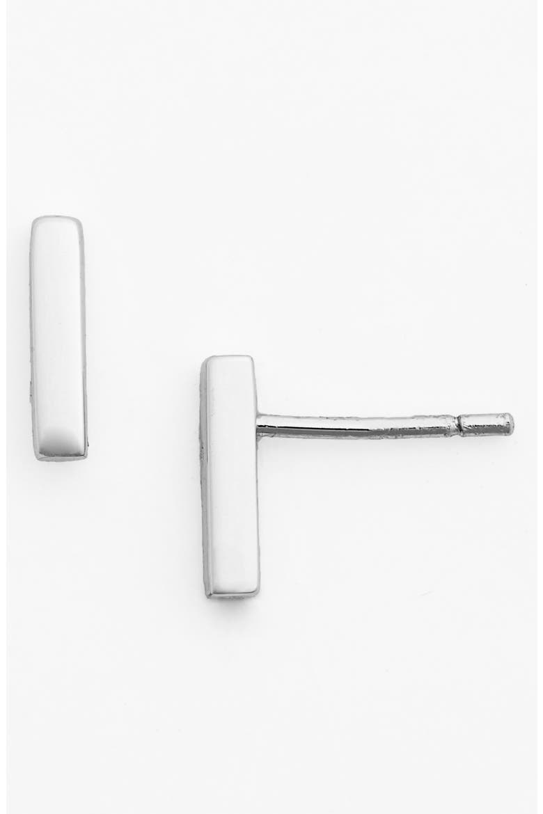 Argento Vivo Bar Stud Earrings, Main, color, SILVER