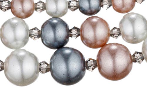 Eye Candy Los Angeles 3-tier Faux Pearl Collar Necklace & Drop Earrings In Silver