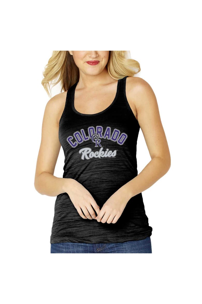 Women's Soft as a Grape Black Colorado Rockies Multicount Racerback Tank Top, Alternate, color, Black