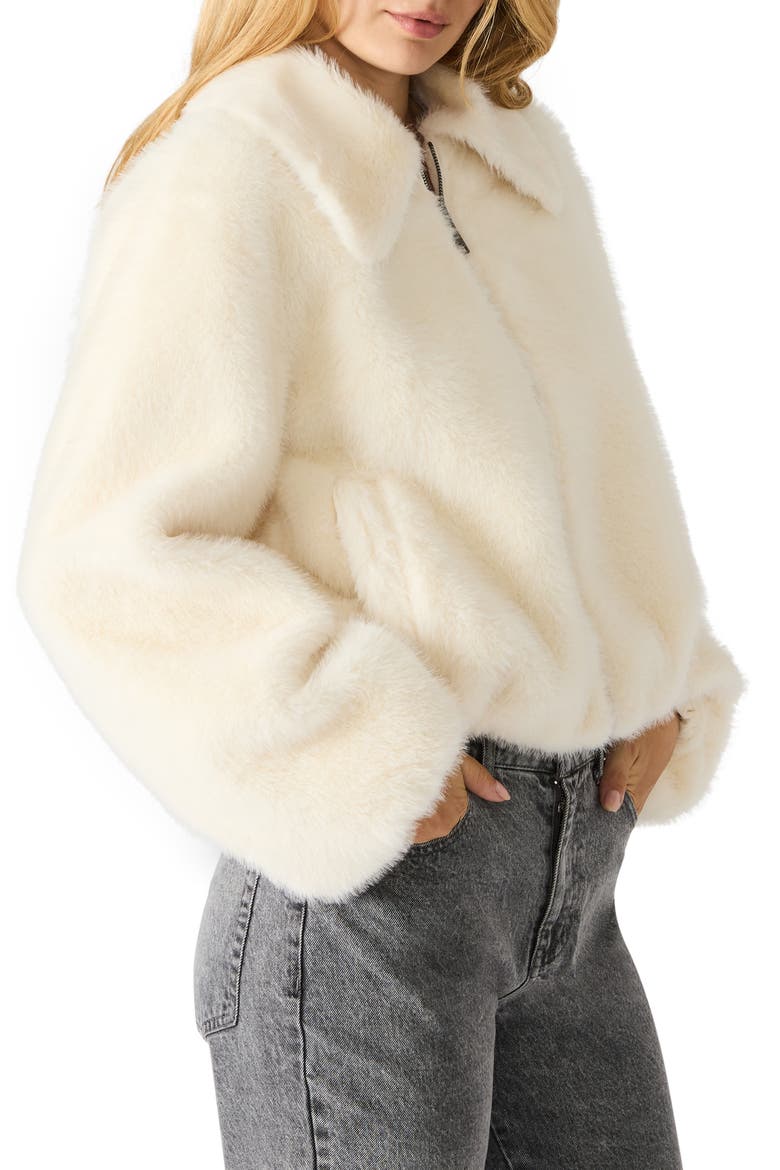 Evanie Faux Fur Coat, Alternate, color, CREAM