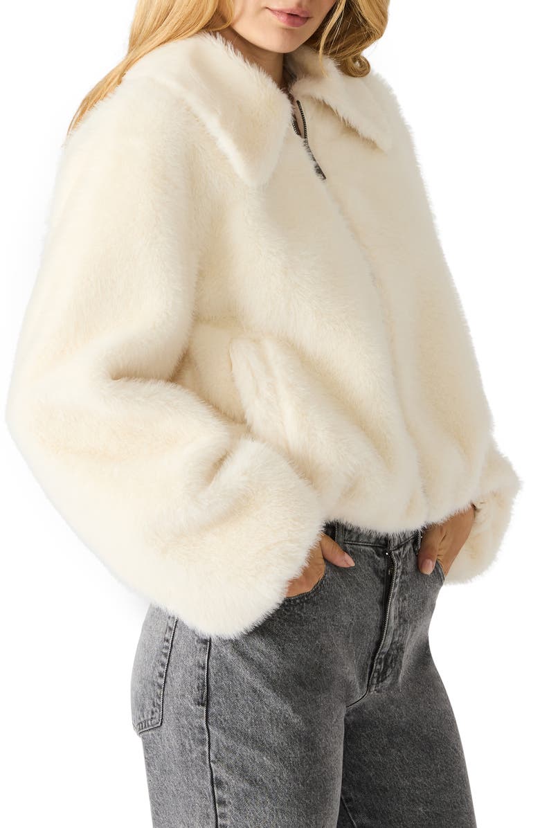 Steve Madden Evanie Faux Fur Coat, Alternate, color, Cream