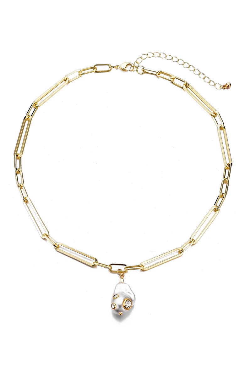 Faux Pearl Pendant Necklace, Alternate, color, WHITE