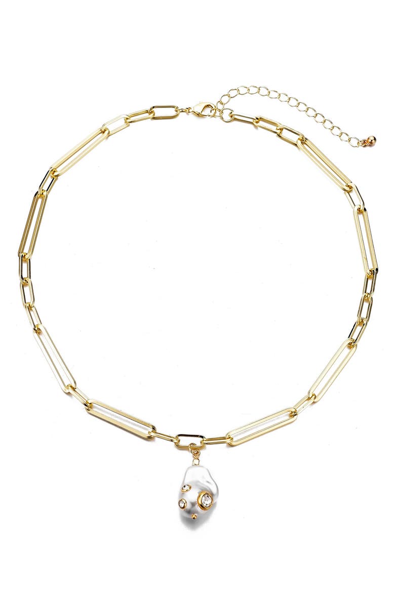 Adornia Faux Pearl Pendant Necklace, Alternate, color, White