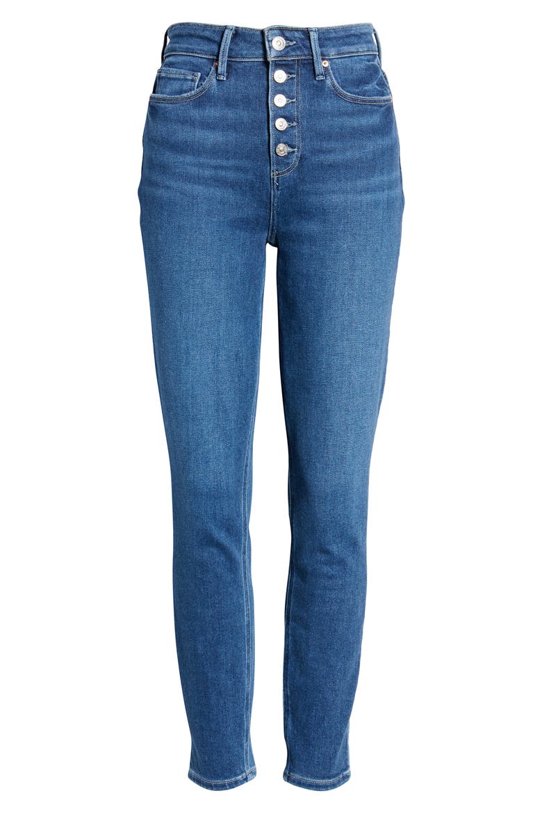 Cheeky High Waist Button Fly Ankle Skinny Jeans, Alternate, color, WONDERWALL