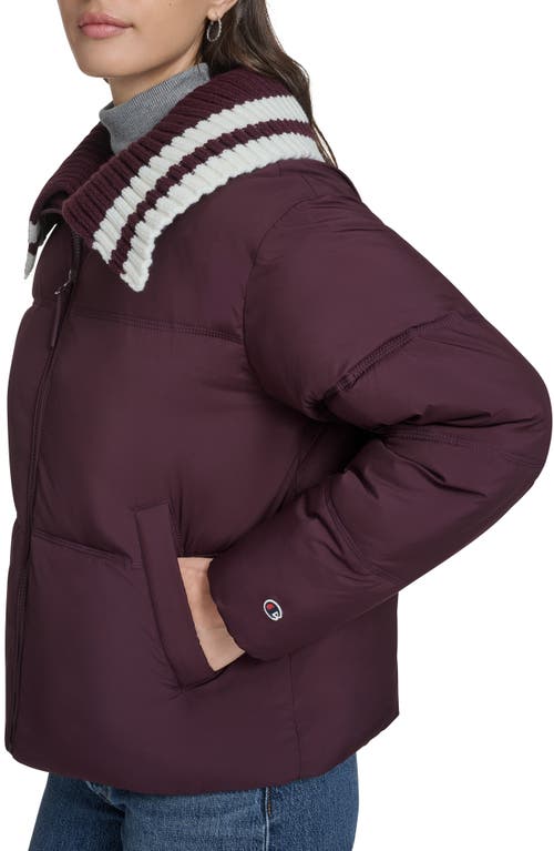 Champion Shawl Collar Puffer Jacket In Burgundy
