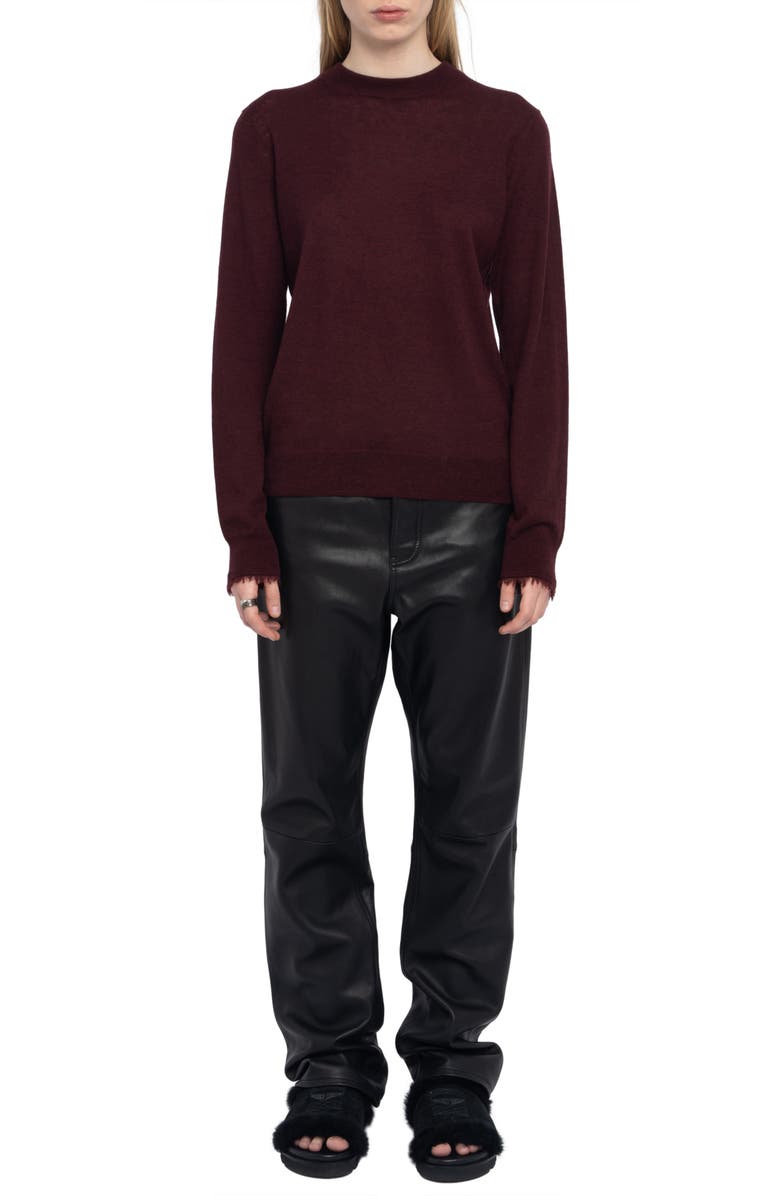 Zadig & Voltaire Ivy Crewneck Cashmere Sweater, Alternate, color, Burgundy