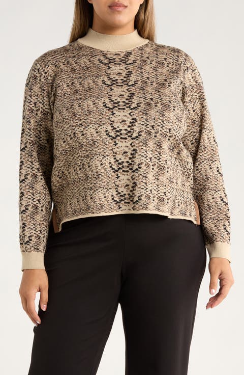 Declan Mock Neck Jacquard Sweater (Plus)