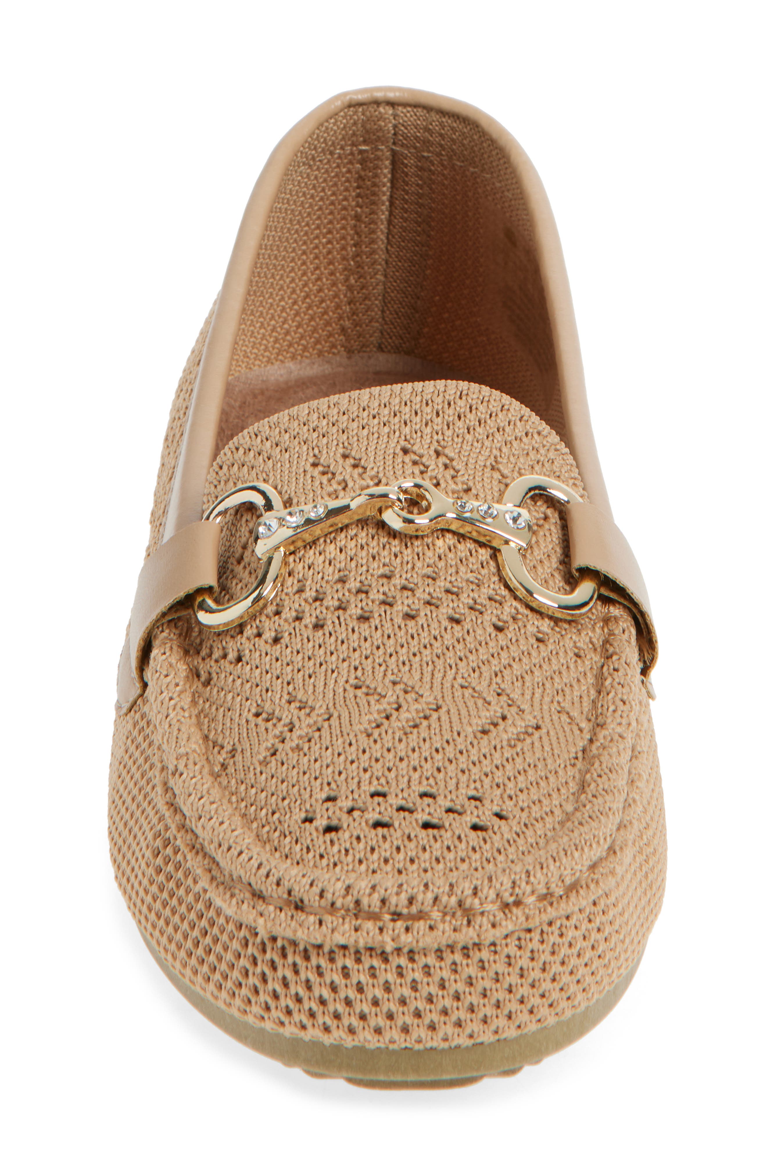 Tristan Rhinestone Bit Knit Loafer, Alternate, color, TAN