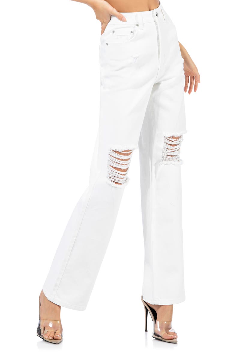 Oden Ripped High Waist Wide Leg Jeans, Alternate, color, BRIGHT WHITE