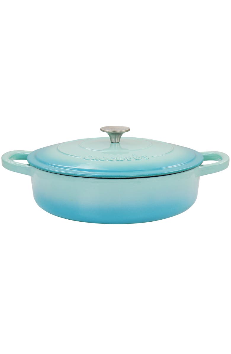 Crock-pot 5 Quart Enameled Cast Iron Braiser Pan with Lid, Main, color, Blue