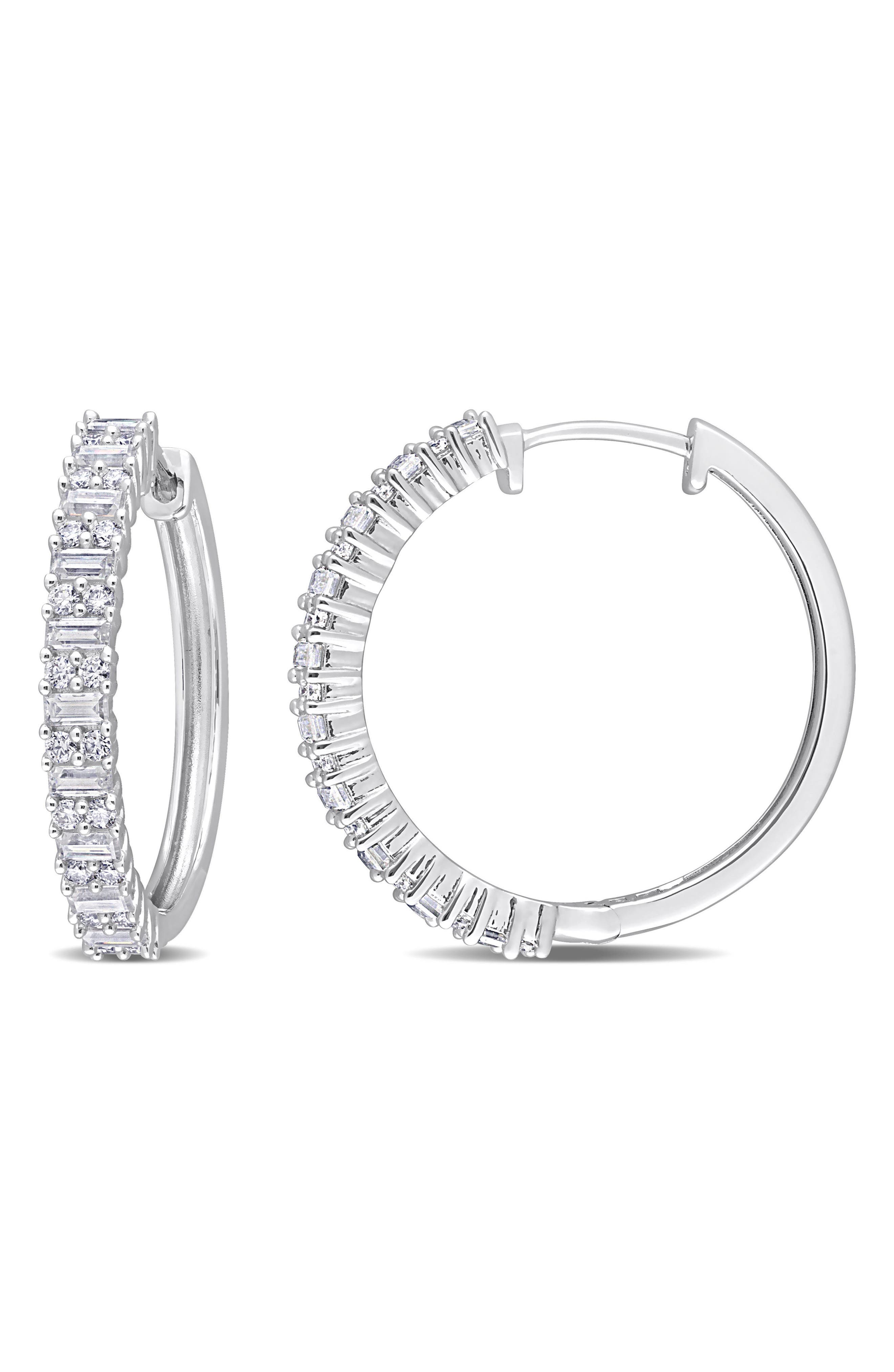DELMAR Created Moissanite Hoop Earrings