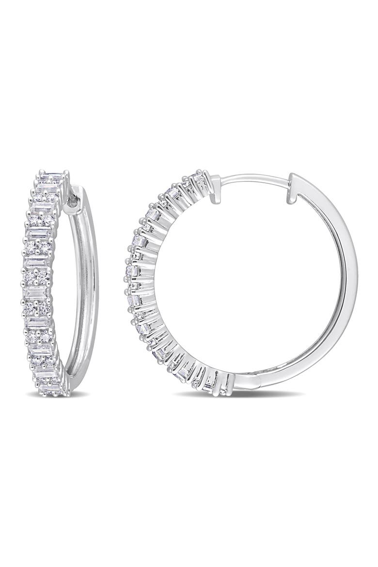 Created Moissanite Hoop Earrings, Main, color, WHITE