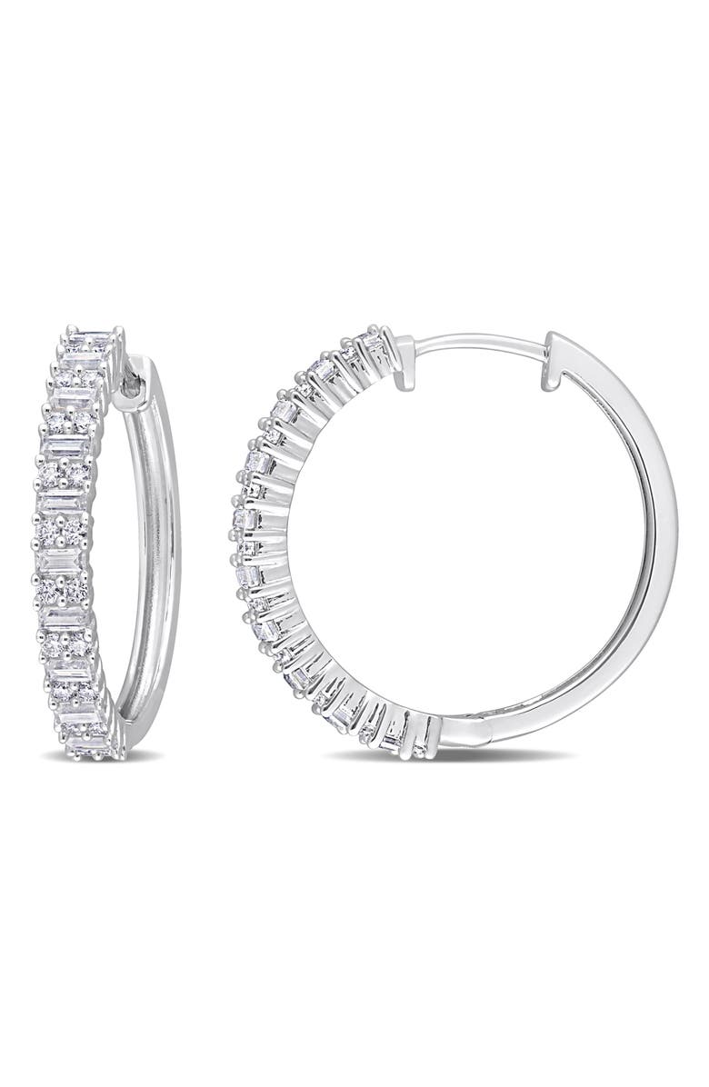 DELMAR Created Moissanite Hoop Earrings, Main, color, White