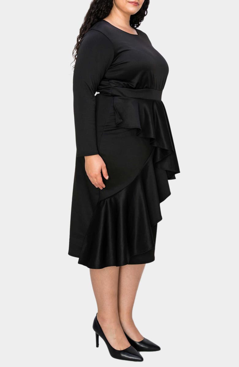 L I V D Alexandra Ruffle Bracelet Sleeve Body-Con Dress, Alternate, color, Black