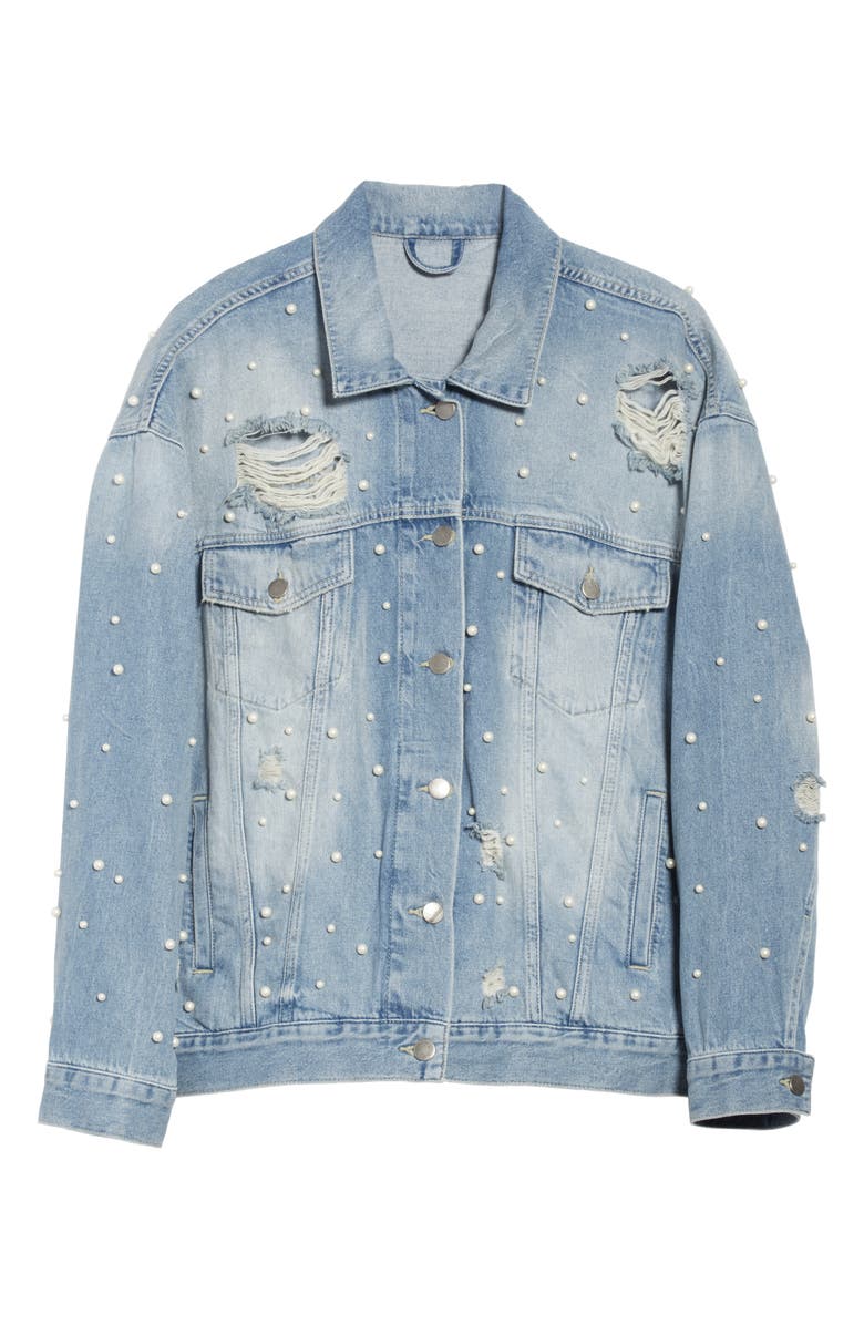 Free People We the Free by Free People Sunday Funday Denim Trucker Jacket, Alternate, color,
