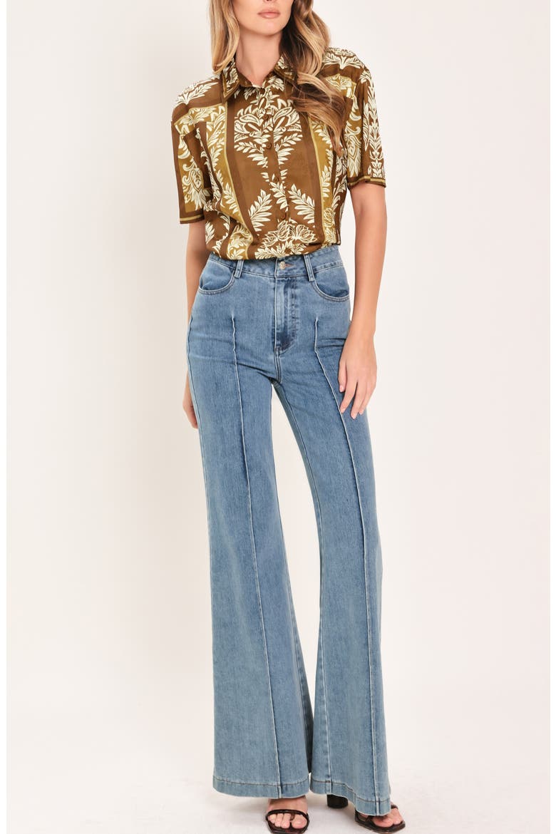Button-Down Woven Top, Alternate, color, CAMEL