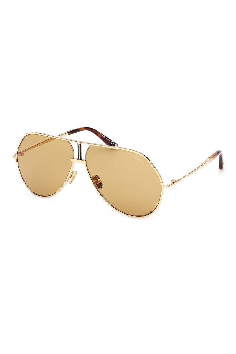 Rickie 63mm Oversize Navigator Sunglasses, Alternate, color, SHINY GOLD HAVANA / VICUNA