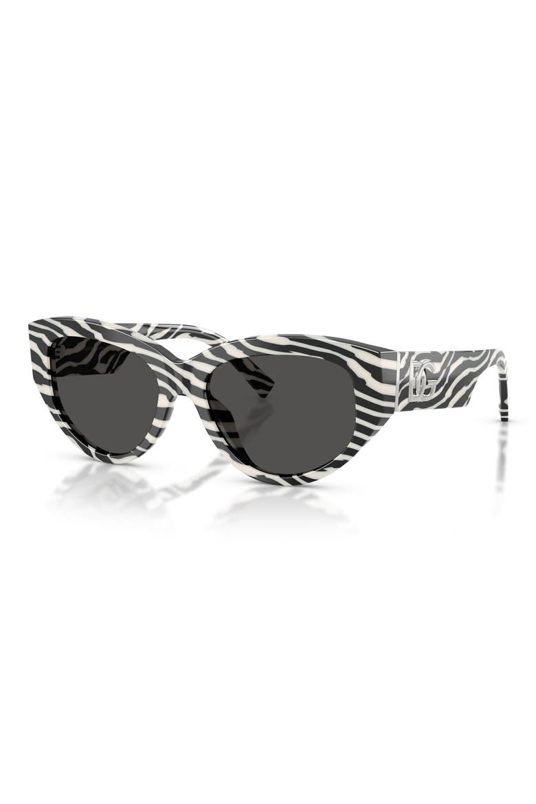 55mm Cat Eye Sunglasses, Alternate, color, ZEBRA / DARK GREY