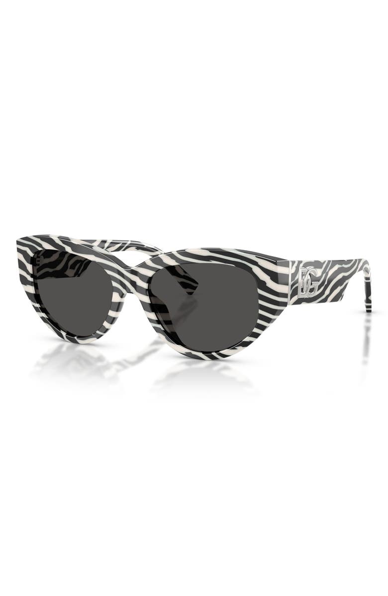 Dolce&Gabbana 55mm Cat Eye Sunglasses, Alternate, color, Zebra / Dark Grey