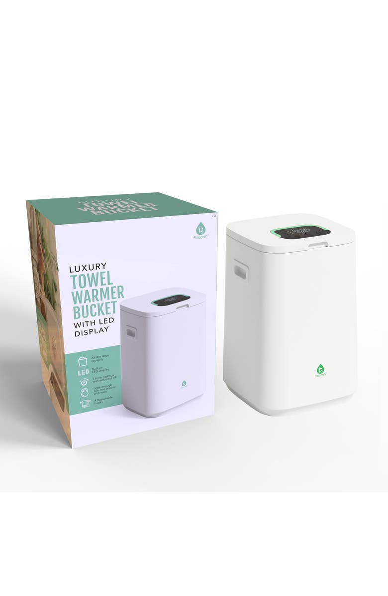 PURSONIC Towel Warmer Bucket with LED Display, Main, color, Natural