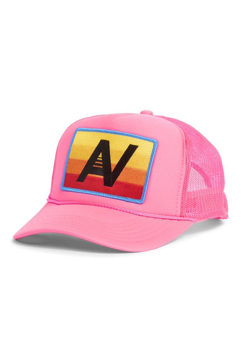 Logo Rainbow Trucker Hat, Main, color, NEON PINK