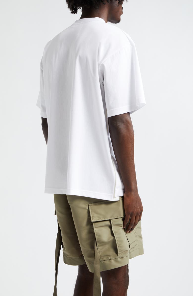 Sacai Embroidered Cotton Jersey T-Shirt, Alternate, color, White