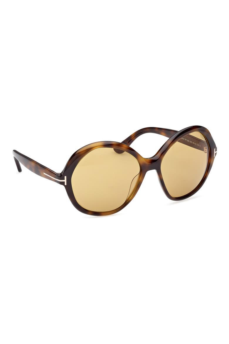 Annabelle 60mm Gradient Round Sunglasses, Alternate, color, SHINY DARK HAVANA/ ECO/ VICUNA
