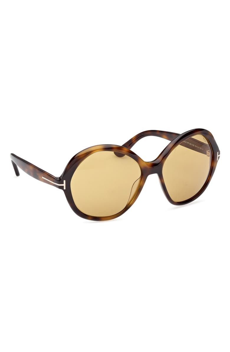 TOM FORD Annabelle 60mm Gradient Round Sunglasses, Alternate, color, Shiny Dark Havana/ Eco/ Vicuna