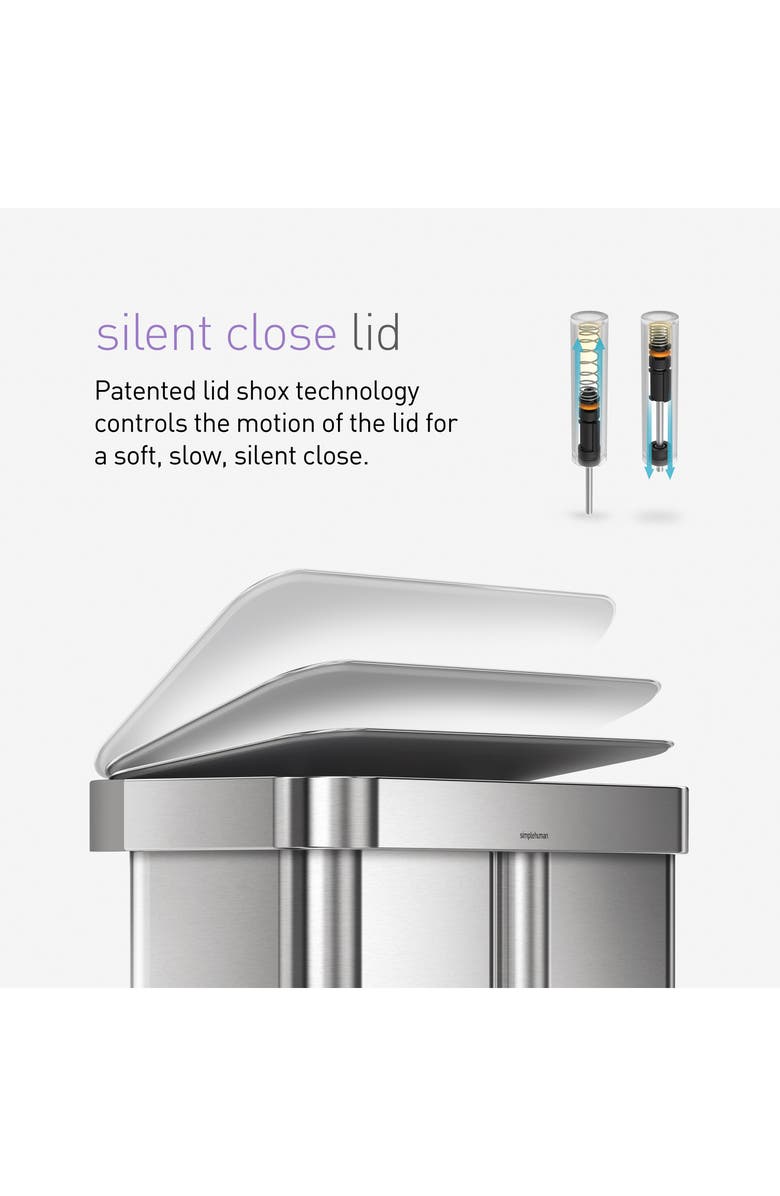 simplehuman 58L Dual Compartment Rectangular Step Trash Can, Alternate, color, 