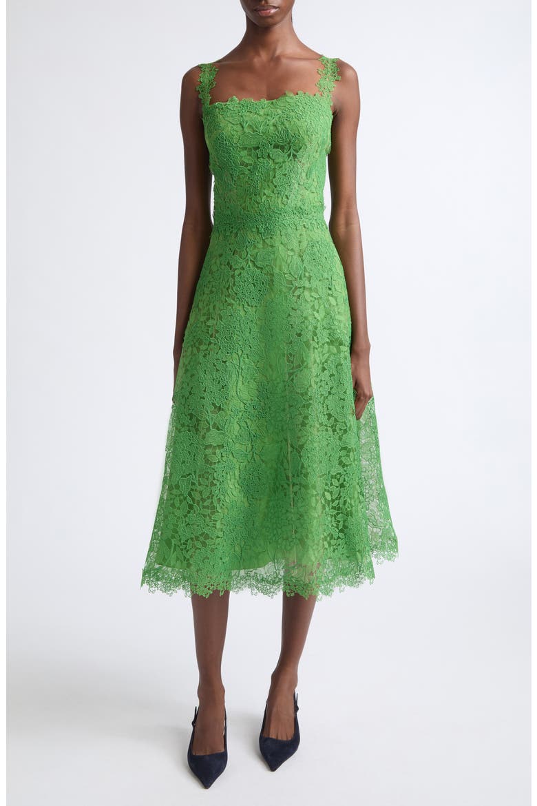Hydrangea Lace Cocktail Dress, Main, color, LAWN GREEN