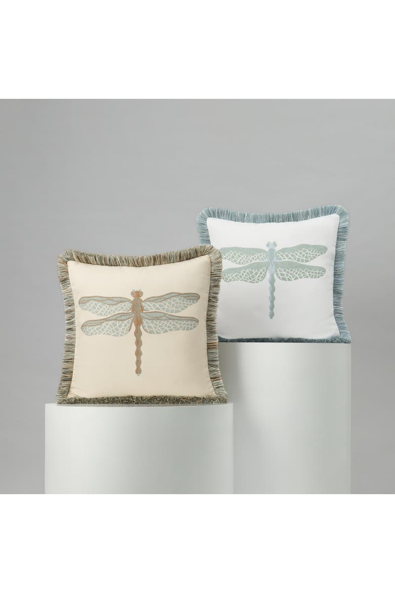 Dragonfly Jacquard Indoor & Outdoor Woven Fringed Accent Pillow, Alternate, color, Spa