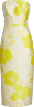 Sam Edelman Floral Strapless Jacquard Midi Dress