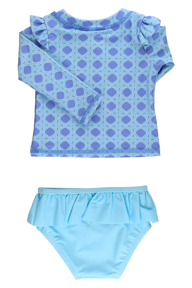 Kids' Periwinkle Ruffle Long Sleeve Two-Piece Rashguard Swimsuit, Alternate, color, BLUE