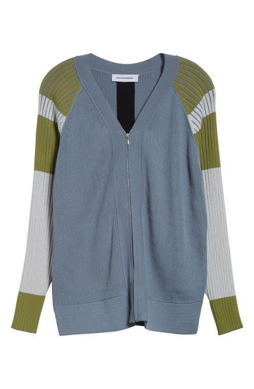 Kiko Kostadinov Inex Cardigan In Dusty Blue/ivory/moss